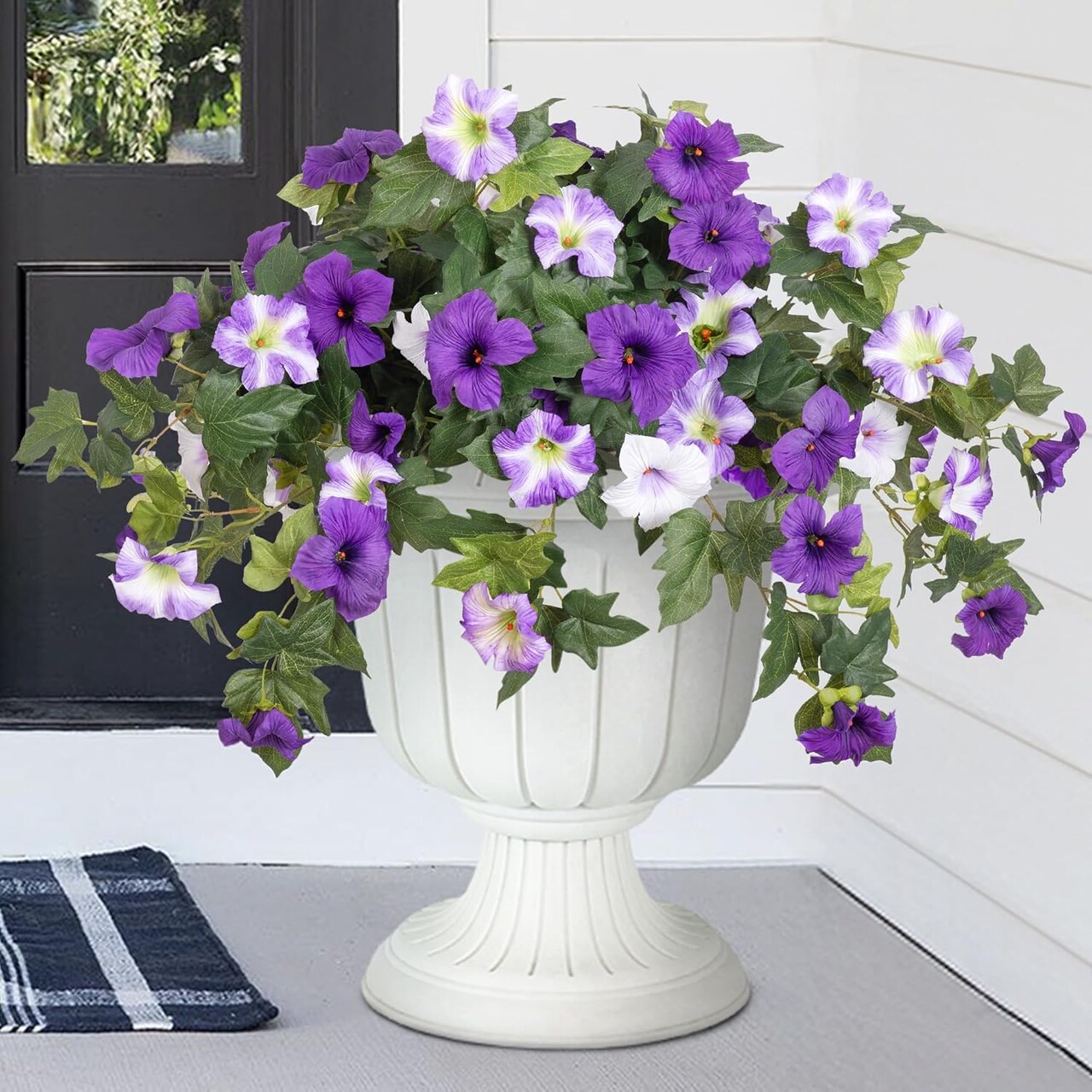 2PCS Faux Petunias, UV Resistant No-Fade Flowers for Indoor and Outdoor Decor